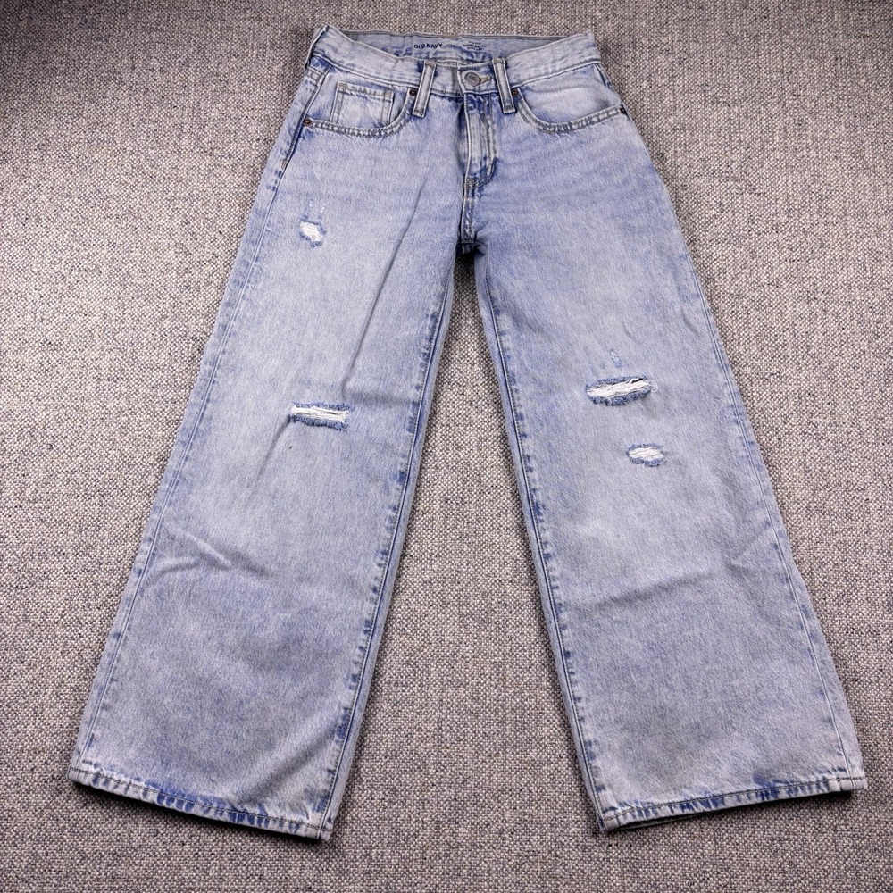 Old Navy Girls High Rise Baggy Wide Leg Jeans Light Wash Size  10